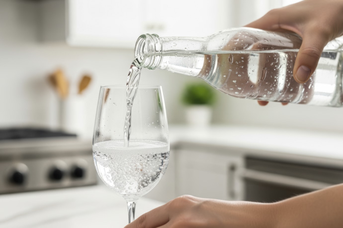 Persona sirviendo agua como método de protección contra la chikungunya.