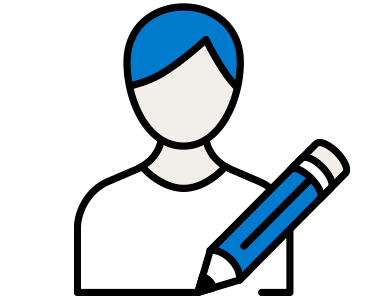 Icono de una persona con un lápiz.