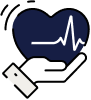 Icono de una mano sosteniendo un corazón.